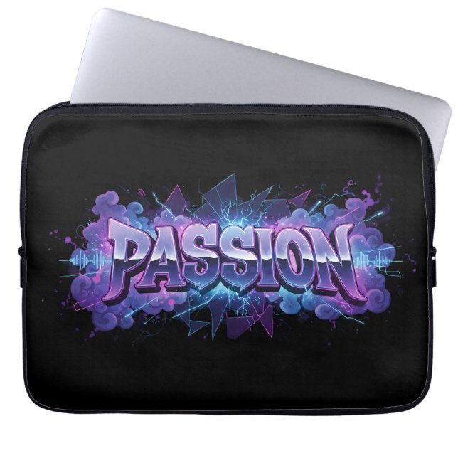 Funda Para Portátil Passion Cyberpunk Typography – Vibrant Modern Word (Frente)