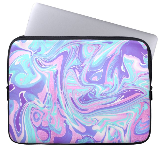 Funda Para Portátil Pastel Blue & Purple Marble Liquid Texture (Frente)