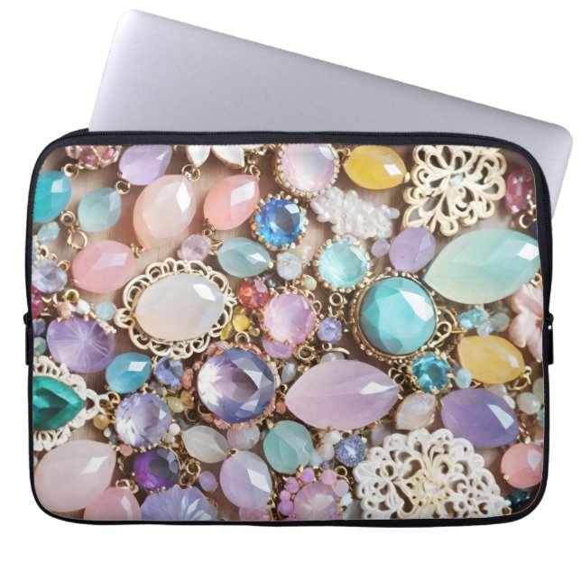 Funda Para Portátil Pastel Gems And Jewels In Pinks & Purples (Frente)