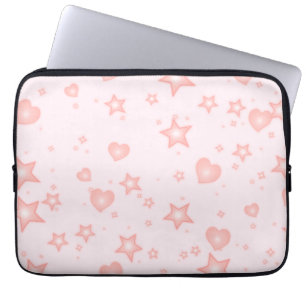 Funda Para Portátil Pastel Kawaii Corazones & Estrellas – Rosa Femenin