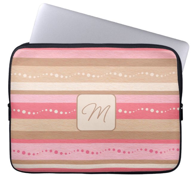 Funda Para Portátil Pastel Monograma Y Trazo Patrón Portátil Sleed (Frente)