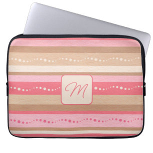 Funda Para Portátil Pastel Monograma Y Trazo Patrón Portátil Sleed