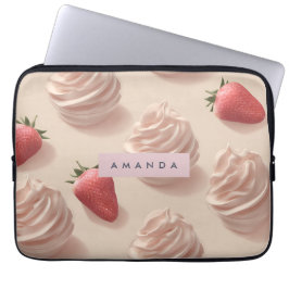 Funda Para Portátil Pastel personalizado de crema de fresa dulce