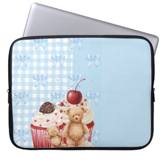 Funda Para Portátil pastel "teddy bear" cupcake kawaii gingham ribbon