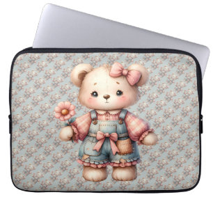 Funda Para Portátil Pastel Teddy Bear portando pantalones de vestir de