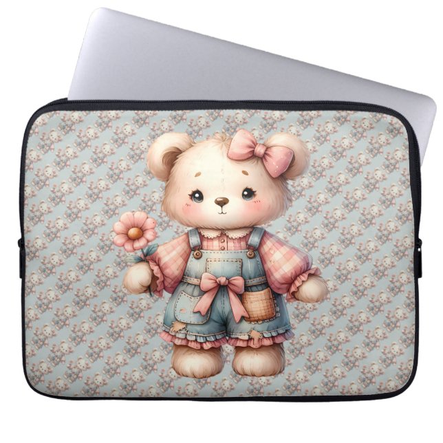 Funda Para Portátil Pastel Teddy Bear portando pantalones de vestir de (Frente)