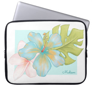 Funda Para Portátil Pastel Tropical Floral Bouquet con nombre