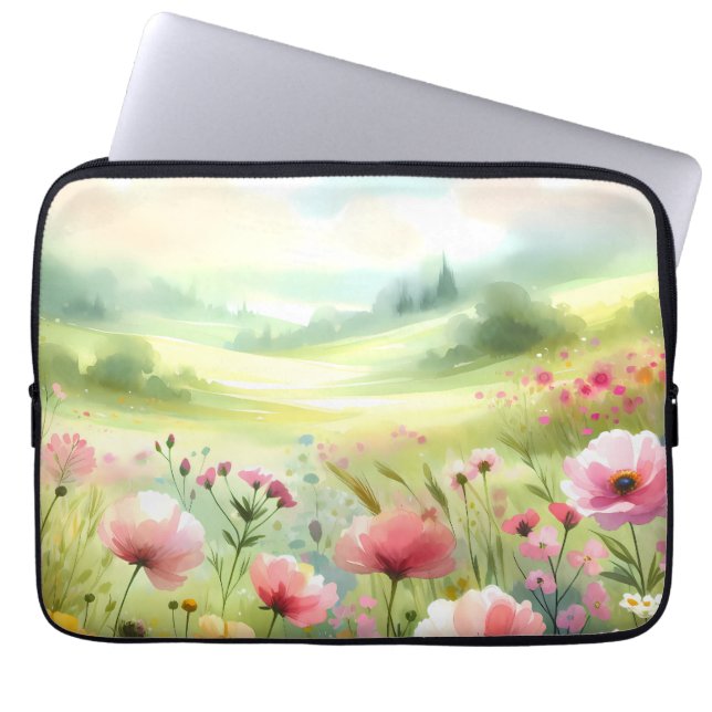 Funda Para Portátil Pastel Wildflower Meadow Landscape (Frente)