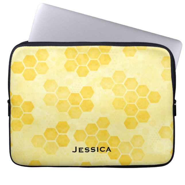 Funda Para Portátil Pastel Yellow Honeycomb Pattern Personalised (Frente)
