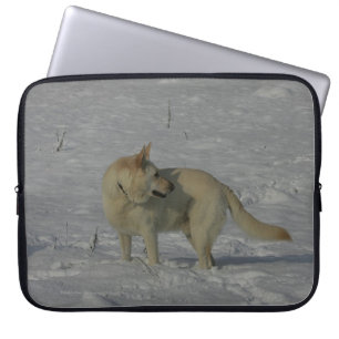 Funda Para Portátil Pastor alemán blanco en la nieve