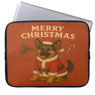 Funda Para Portátil Pastor Alemán de Navidad Perro Santa de Navidad