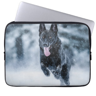 Funda Para Portátil Pastor alemán negro con cubierta de Duvet de nieve