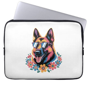 Funda Para Portátil Pastor Alemán Neon con Gafas de Sol