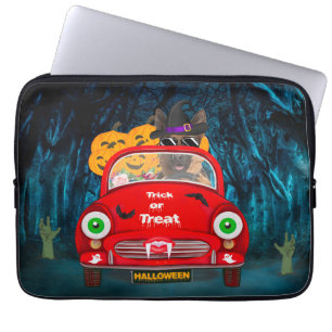 Funda Para Portátil Pastor alemán perro conduciendo auto asusta Hallow