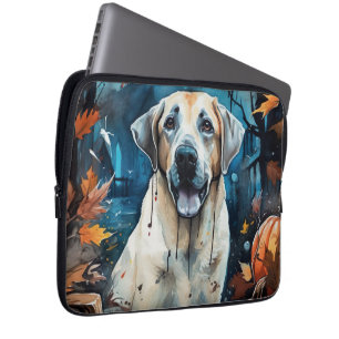 Funda Para Portátil Pastor Anatoliano De Halloween Con Calabazas Asust