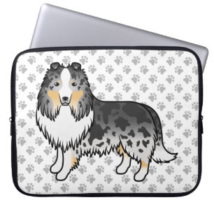 Funda Para Portátil Pastor de las Islas Shetland Blue Merle Dibujo Ani