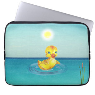 Funda Para Portátil Patito Lindo Nadando en el Lago