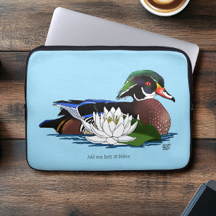 Funda Para Portátil Pato de madera colorido lirio de agua vida silvest