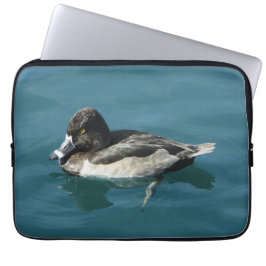 Funda Para Portátil Pato en agua negro blanco anillo cuello lago anima
