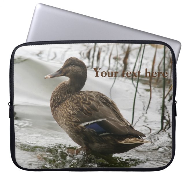 Funda Para Portátil Pato gris en la oscuridad del lago (Frente)