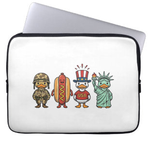 Funda Para Portátil Pato Patriótico y Camiseta de Vector Vintage de Ho