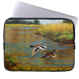 Funda Para Portátil Patos Mallard Volando Sobre El Estanque