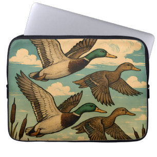 Funda Para Portátil Patos Reales en Vuelo Arte de Vida Silvestre