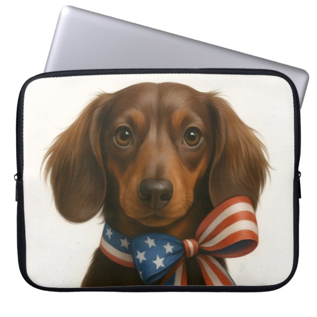 Funda Para Portátil Patriotic Dachshund (Frente)