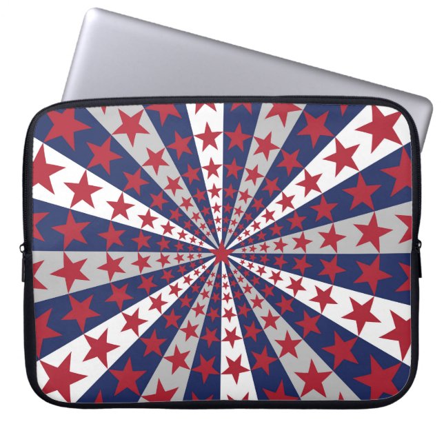 Funda Para Portátil Patriotic Sunburst: Obra de arte de la bandera est (Frente)