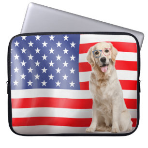 Funda Para Portátil Patriótico Golden Retriever On Flag