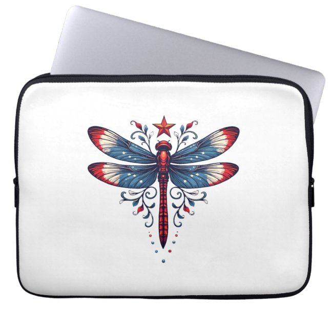 Funda Para Portátil Patriotismo de la librena de la bandera estadounid (Frente)