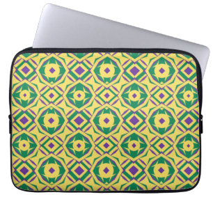 Funda Para Portátil Patrón abstracto amarillo verde púrpura con diaman