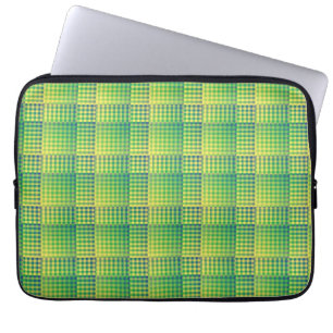 Funda Para Portátil Patrón abstracto de cuadros verdes y azules