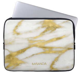 Funda Para Portátil Patrón abstracto de oro y mármol blanco exótico