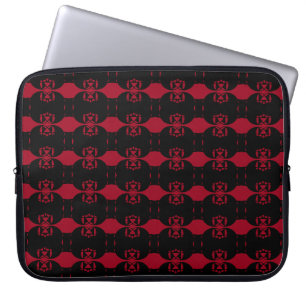 Funda Para Portátil Patrón abstracto rojo negro y burgundy chic