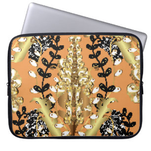 Funda Para Portátil patrón abstracto sobre fondo amarillo naranja con