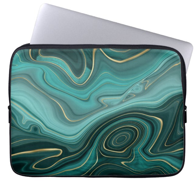 Funda Para Portátil Patrón abstracto turquesa de lujo glamour (Frente)