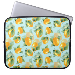Funda Para Portátil Patrón acuarela con limones y hojas. Marismas