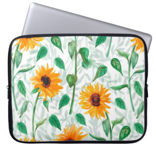 Funda Para Portátil Patrón acuarela sin fisuras con girasoles