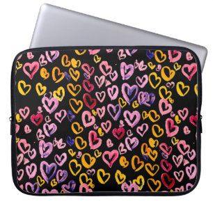 Funda Para Portátil Patrón acuarela sin fisuras con los corazones.