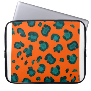 Funda Para Portátil Patrón acuarela transparente con piel de leopardo.