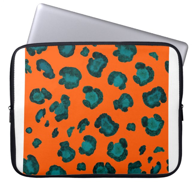 Funda Para Portátil Patrón acuarela transparente con piel de leopardo. (Frente)