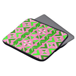 Funda Para Portátil Patrón africano rosa y verde
