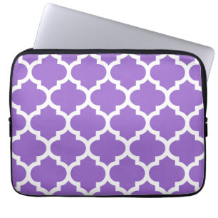 Funda Para Portátil Patrón Amethyid White Moroccan Quatrefoil No. 5