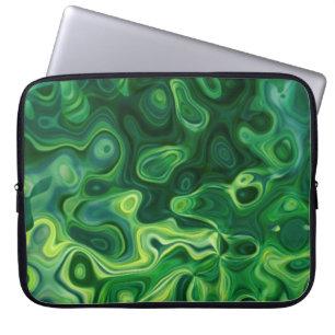 Funda Para Portátil Patrón Amoeba Verde Resumen Arte