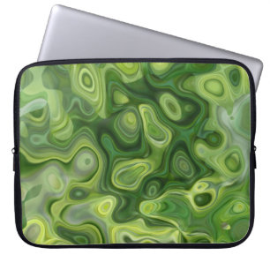 Funda Para Portátil Patrón Amoeba Verde Resumen Arte