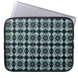 Funda Para Portátil Patrón Argyle de Cuadros Azul Negro