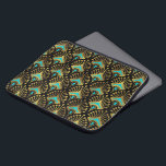 Funda Para Portátil Patrón Art Decó dorado y azul<br><div class="desc">Patrón de oro y azul Art Deco sin fisuras en un fondo negro cambiable.</div>