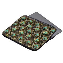 Funda Para Portátil Patrón Art Decó dorado y azul