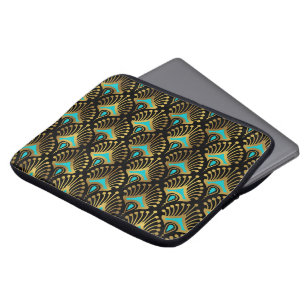 Funda Para Portátil Patrón Art Decó dorado y azul